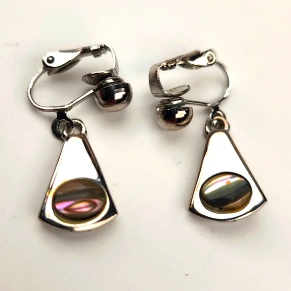 Park Lane Abalone Clip on earrings VTG 80s - Picture 6 of 11